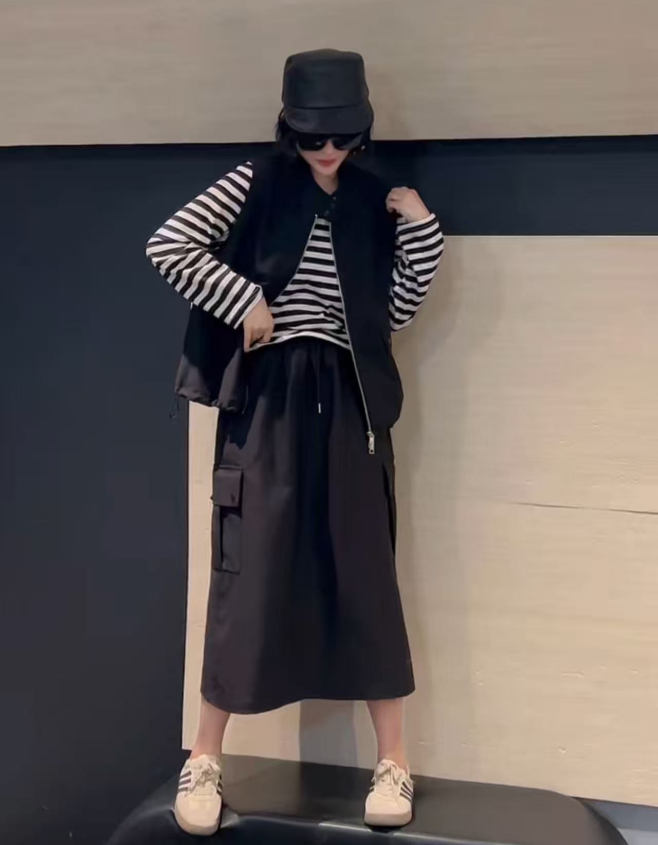 唐之韵2025秋冬新款女装休闲马甲时尚套装三件套 9127