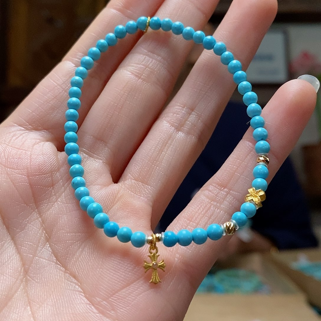 绿松石珠宝奇石18K金镶嵌