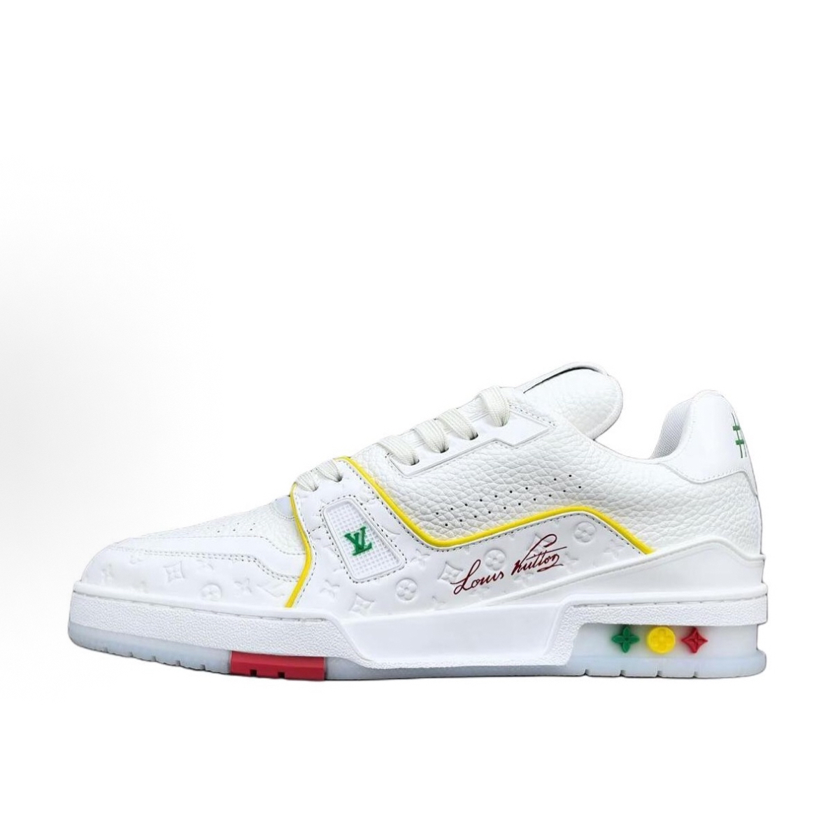 未使用 LouisVuitton/路易威登 邮轮限定 白黄色皮质Trainer