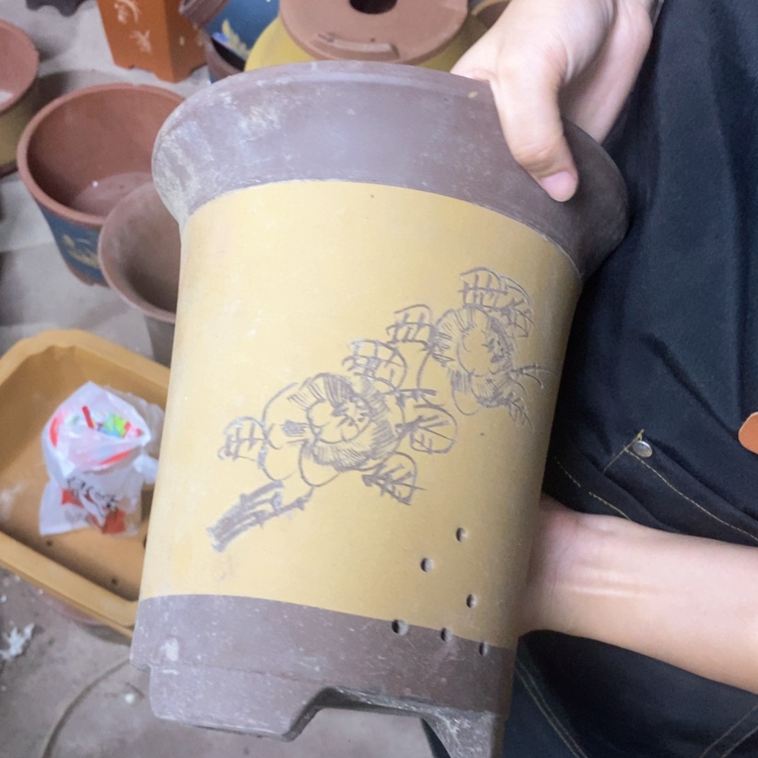 紫砂花盆瑕疵口径了