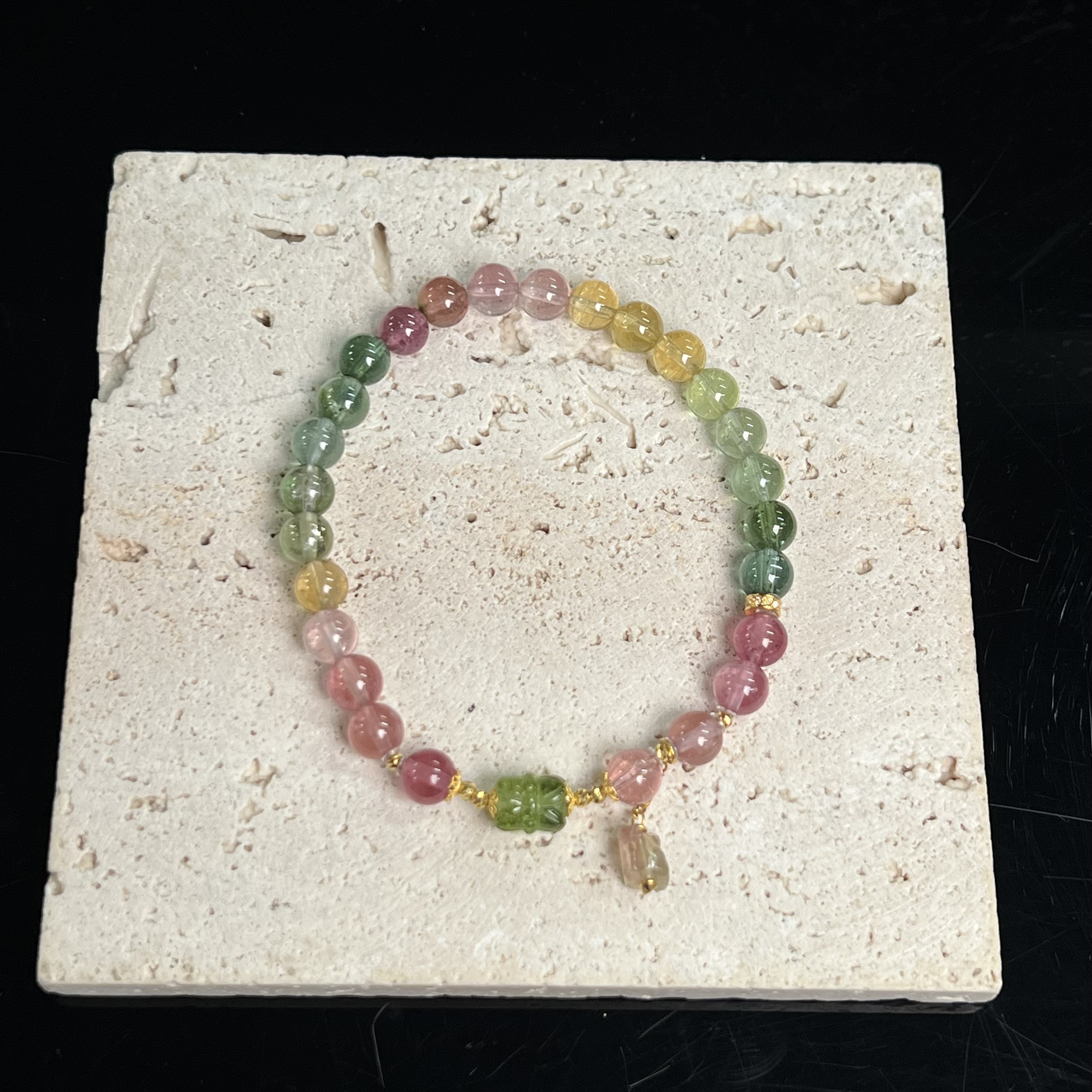 【北野珠宝】H L-18k金天然DIY碧玺手串B106H-252一6mm+