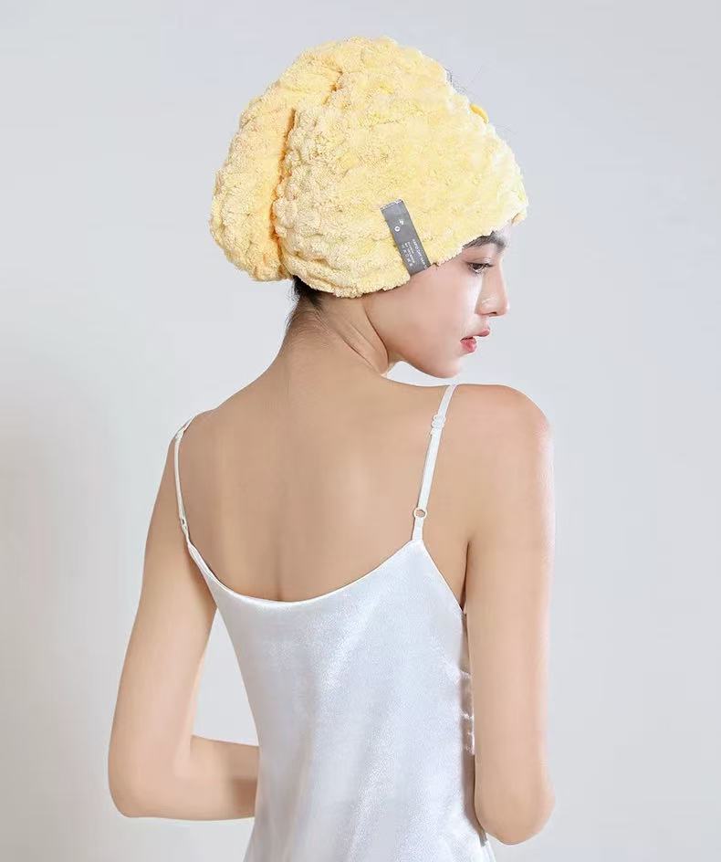 【J】5A级云朵绒干发帽（奶黄色）