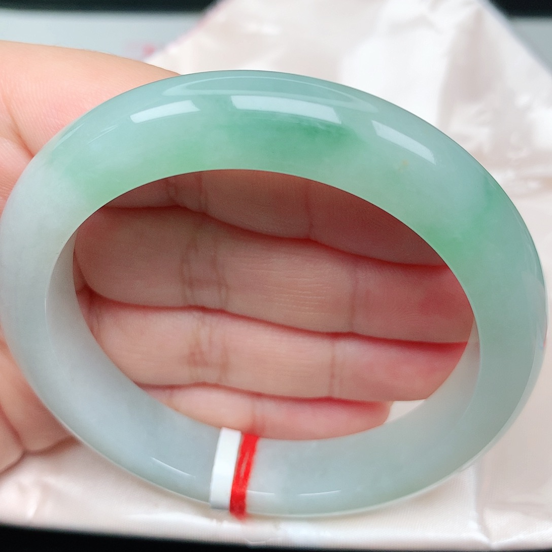 未镶嵌手镯翡翠29冰胶甜绿 