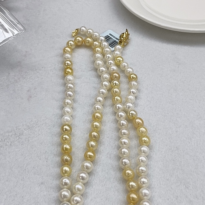 海水珍珠银S925镶嵌颈饰白金毛衣链7-9mm
