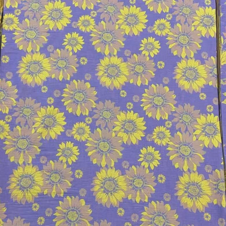 紫黄色向日葵  2.5米布头  纯棉双层纱面料 布头可做床单布