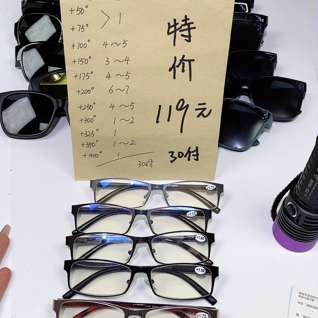 全框钢皮防蓝光老花30副