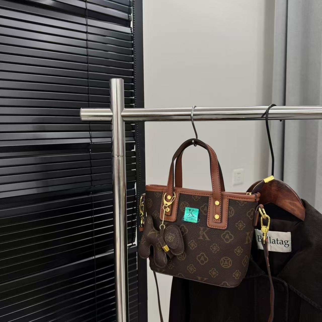 【1173-棕花配棕】小号菜篮子