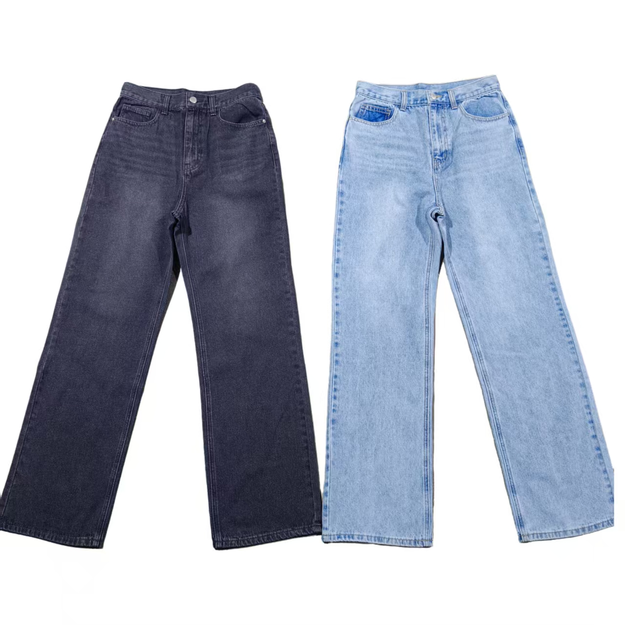 【21020】窄版直筒休闲牛仔裤潮流宽松复古水洗百搭