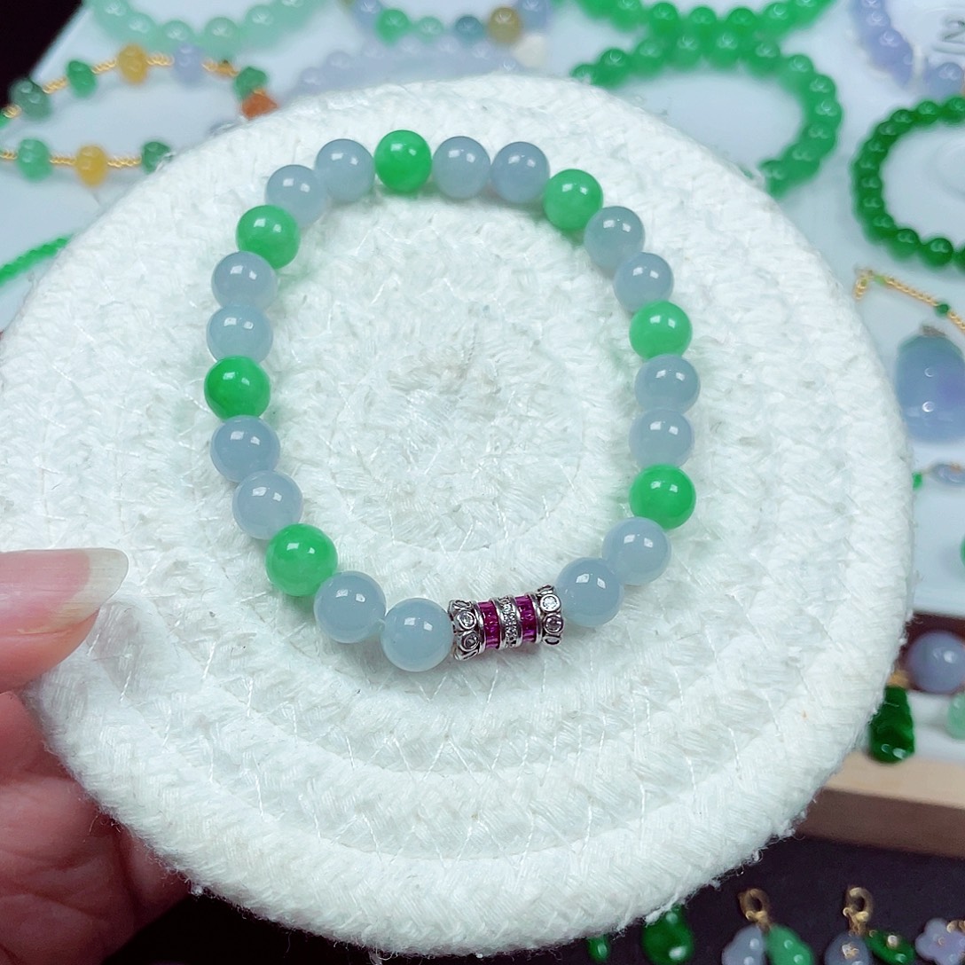 翡翠未镶嵌手链天然缅甸翡翠A货卡7.7