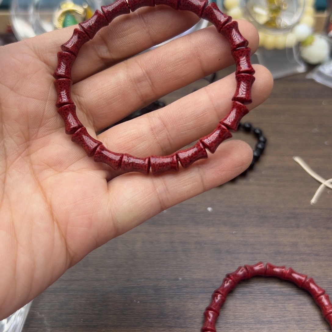 天然辰砂晶体砂竹节款