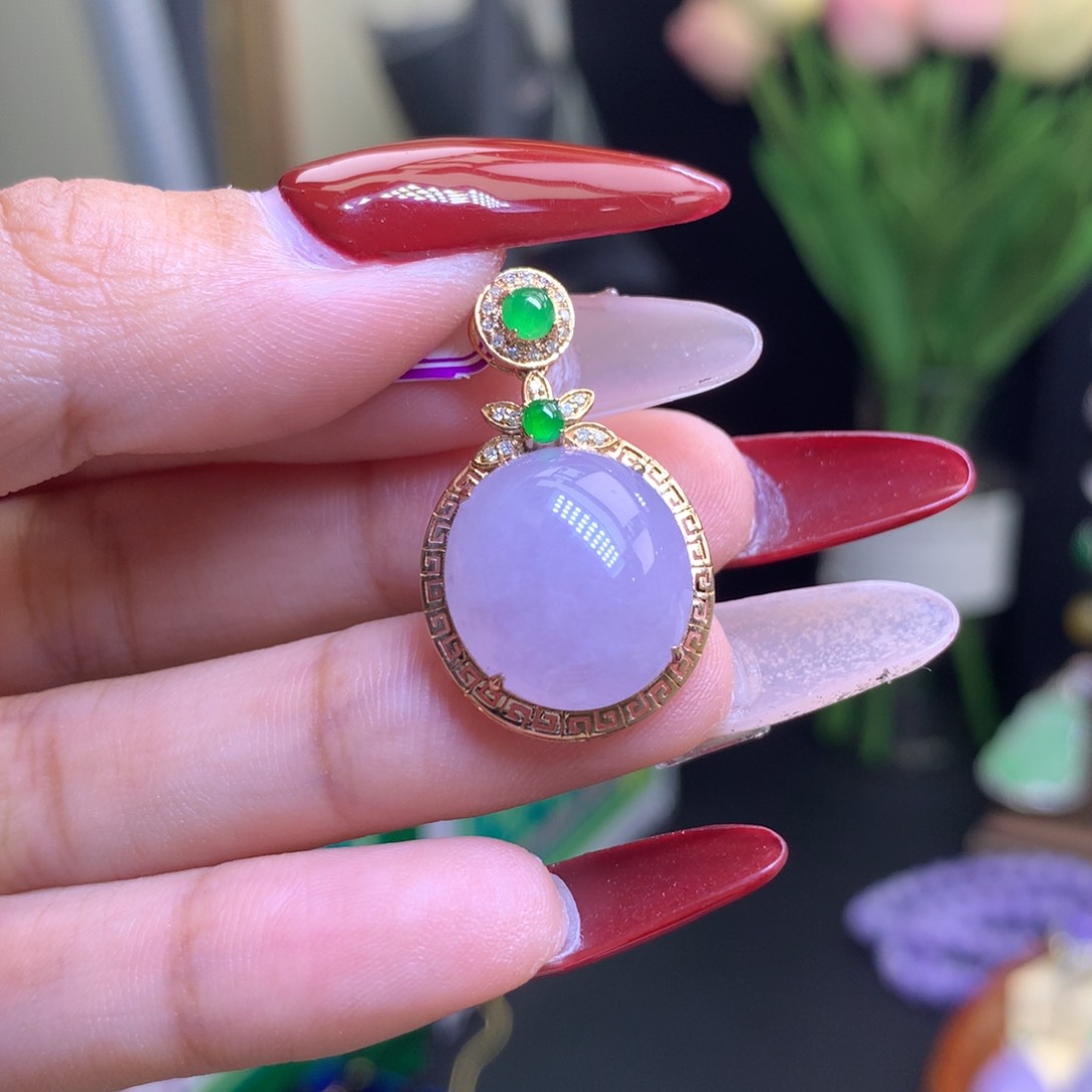 翡翠颈饰18K金镶嵌天然