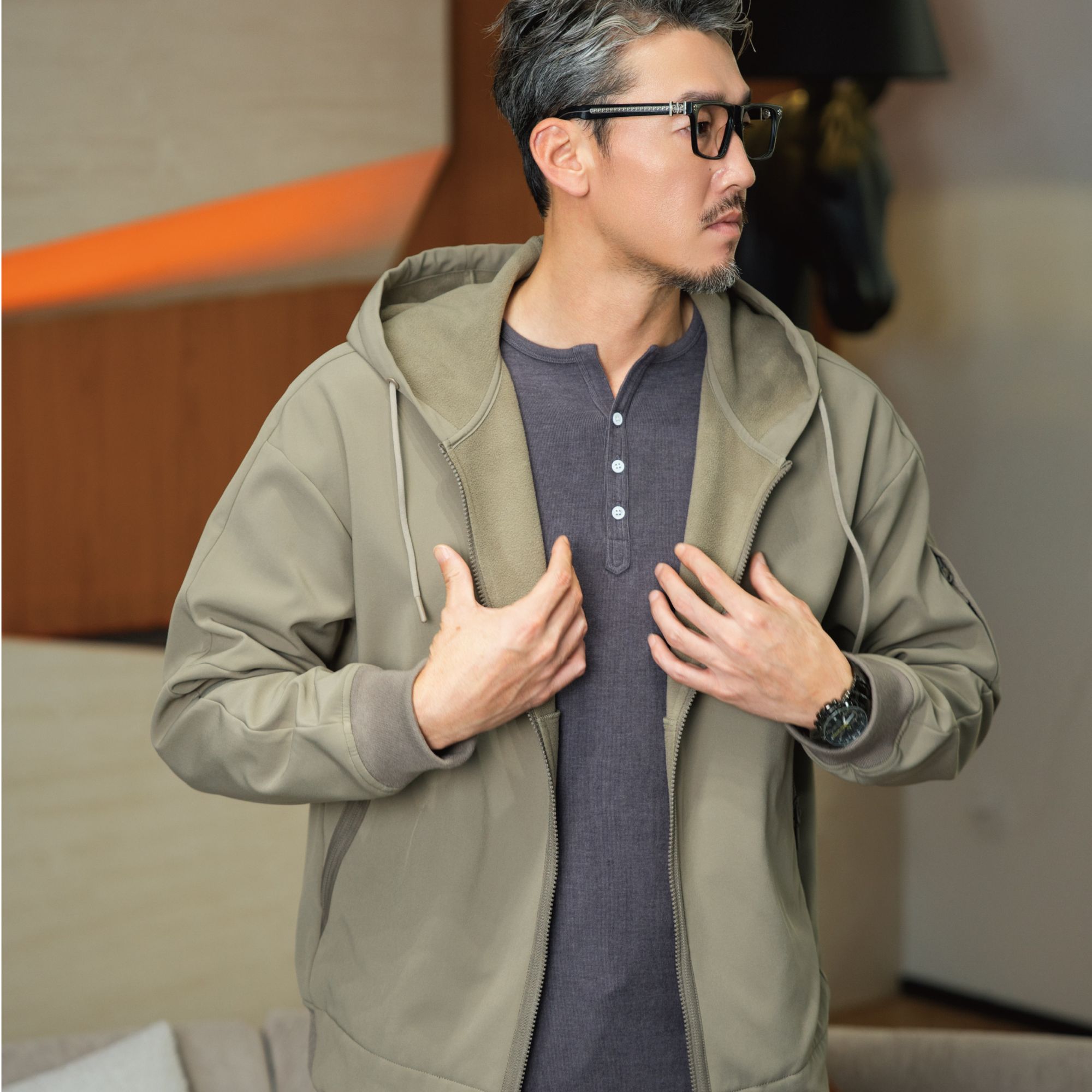 特叔机能风卫衣男士休闲百搭连帽宽松简约秋季纯色运动户外带帽