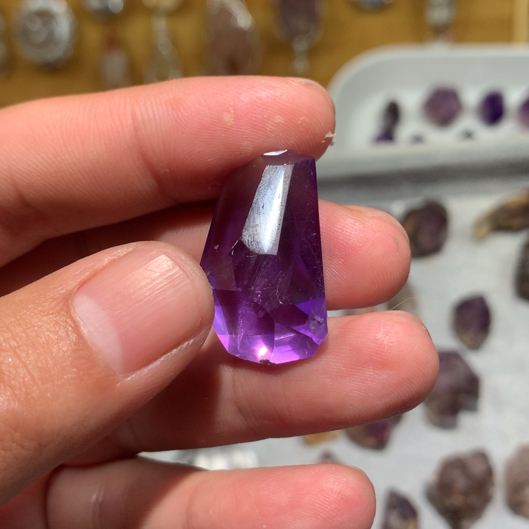 水晶紫水晶超七未镶嵌花***花