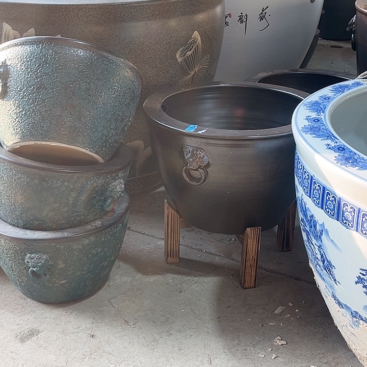 正***业景德镇陶瓷鱼缸艺术直径52厘米高32厘米