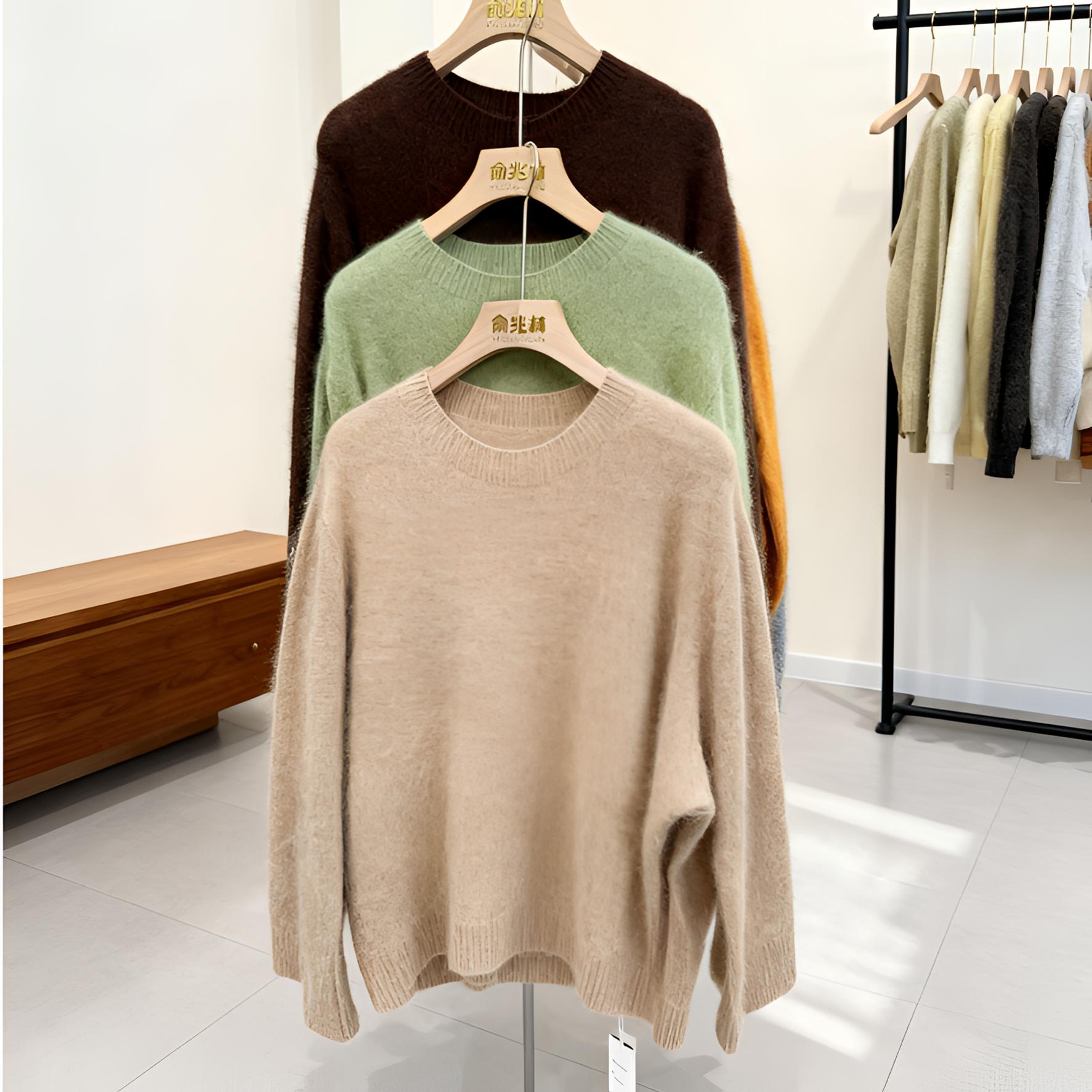 YUZHAOLIN/俞兆林羊绒拉绒纯色不褪色圆领女羊绒衫针织羊绒内搭