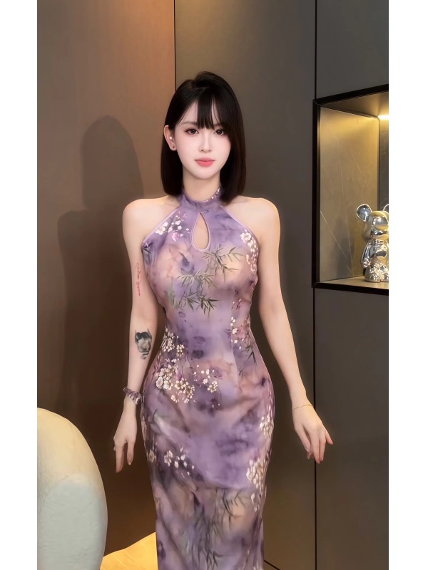 【秘境少女】夏季纯色镂空刺绣小碎花长裙收腰显瘦连衣裙