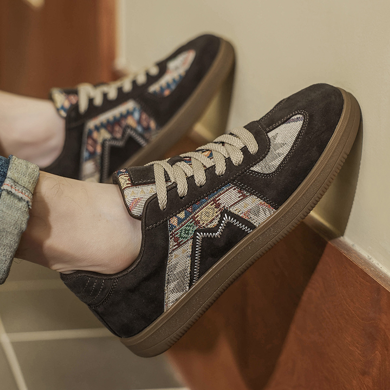 欧洲站男鞋刺绣复古潮流德训鞋男鞋2026新款小众运动休闲阿甘鞋子