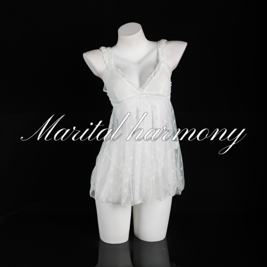 琴瑟和鸣·均码白色蕾丝睡裙连衣裙白色