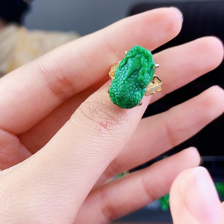 翡翠戒指银S925镶嵌饰品