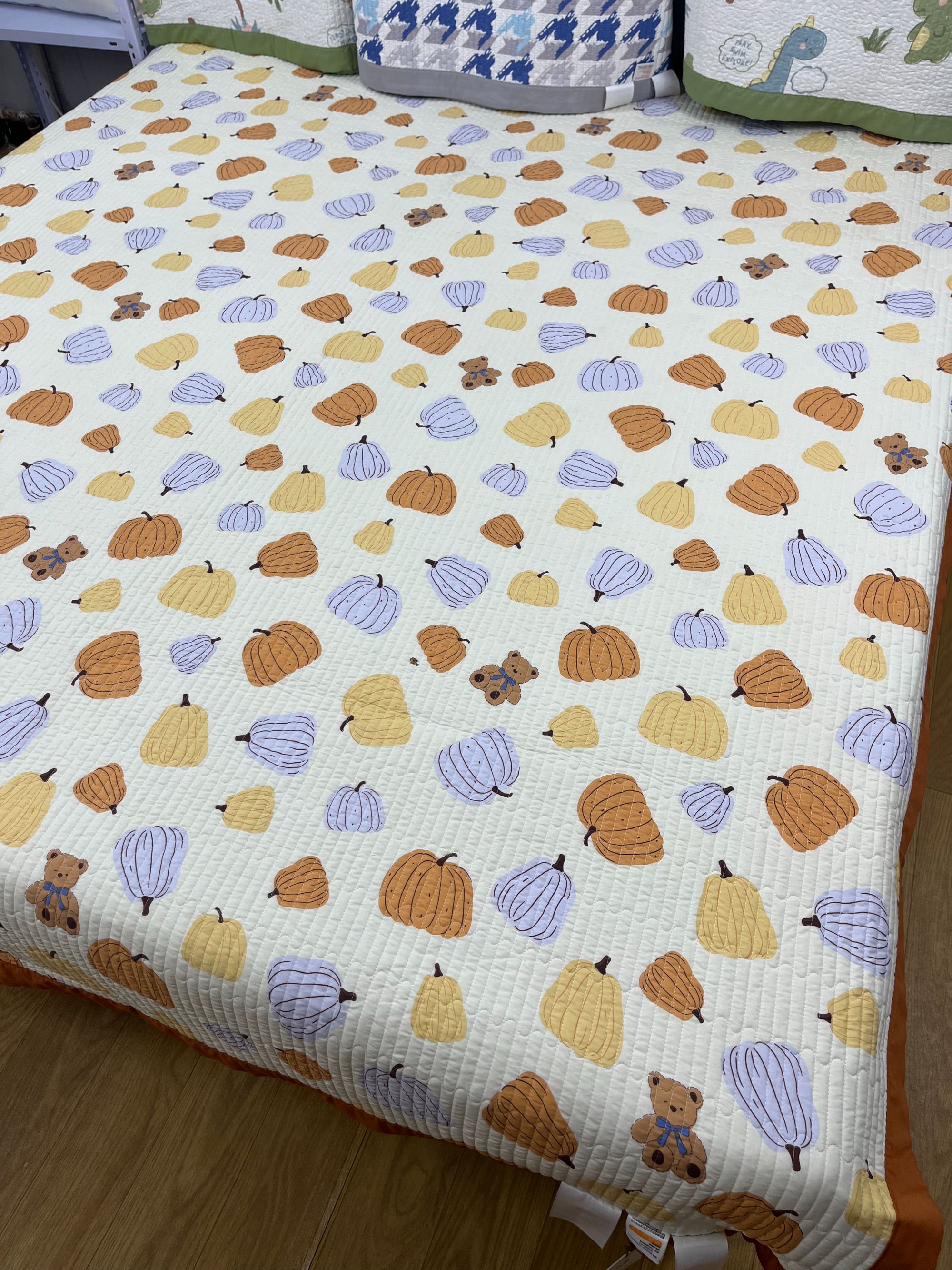 南瓜小熊-A类水洗棉床盖2X2.3米亲肤床单