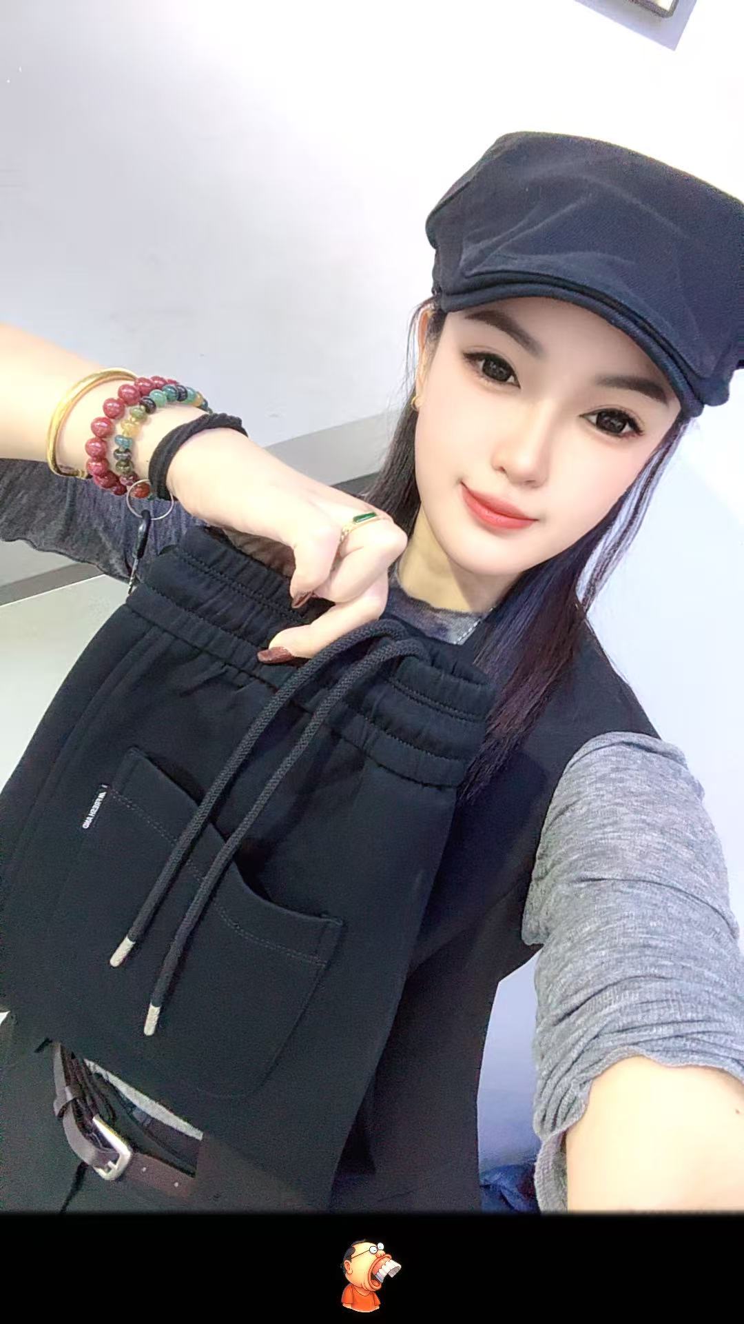 &财迷家&极简风标准型秋季潮流风卫裤加大款629黑色
