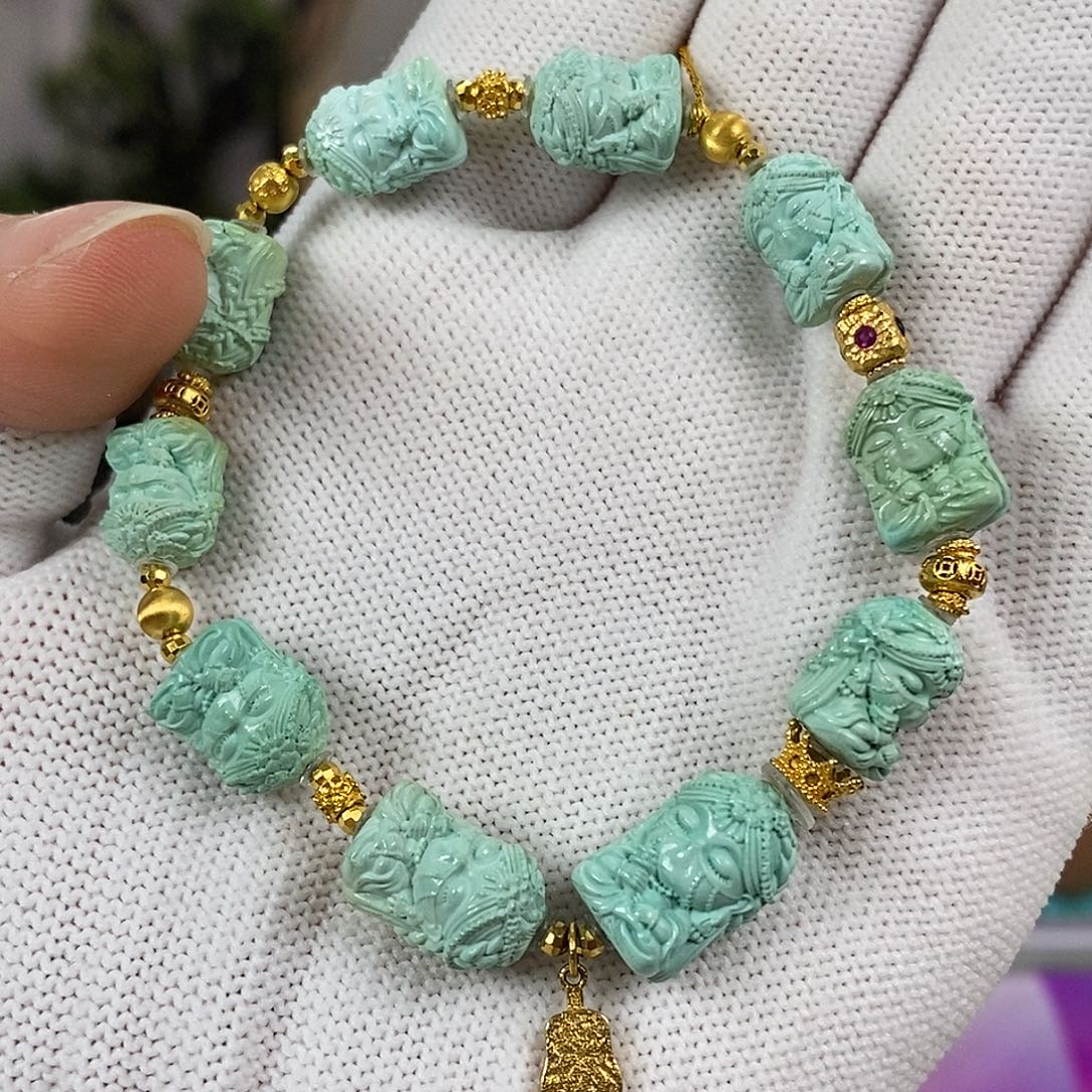 绿松石18K金镶嵌珠宝奇石