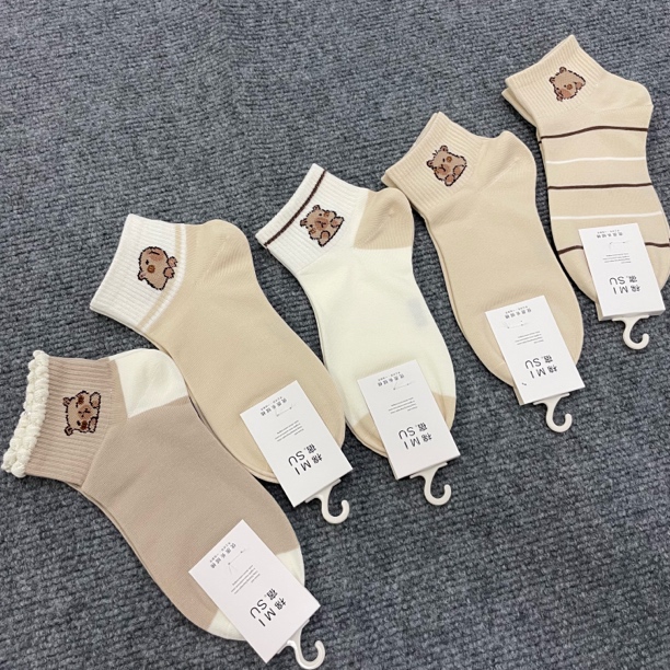棉 女学院风小可爱卡通春季新款短筒棉袜35码-40码