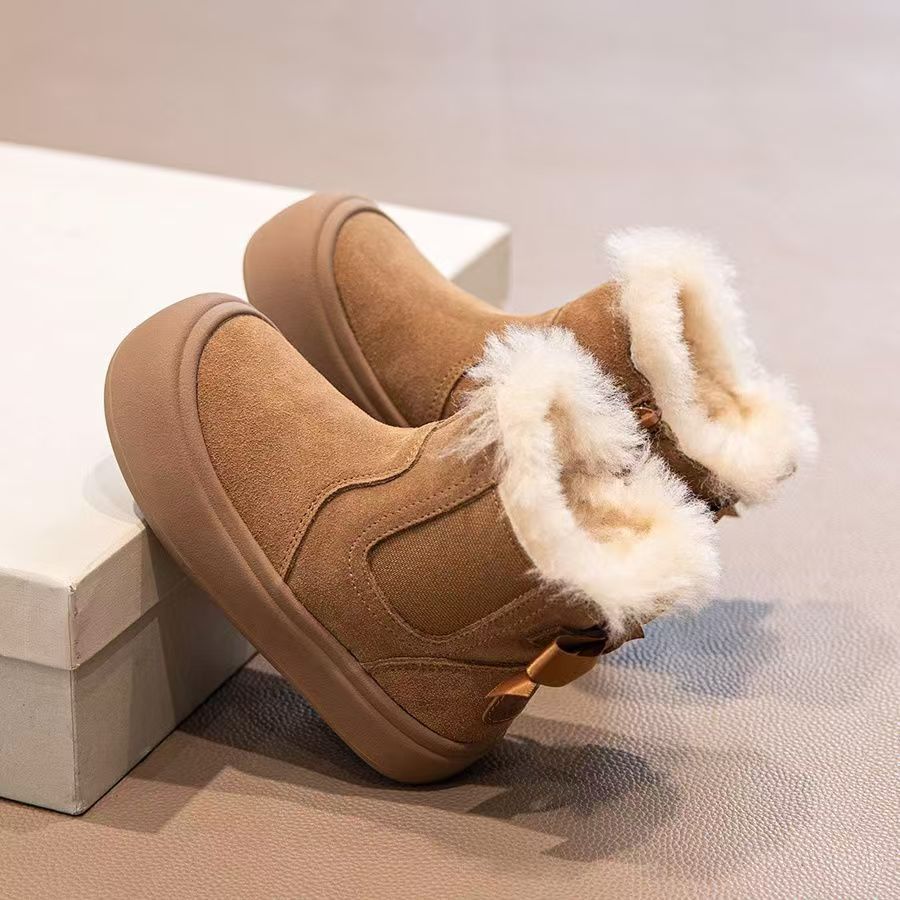 ABC女童鞋雪地靴2025新款冬季儿童棉鞋加绒鞋子防水防滑大童靴子