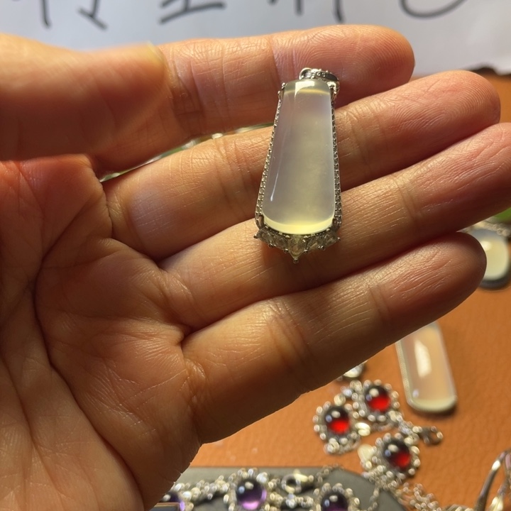 蛇纹石玉银S925镶嵌戒指