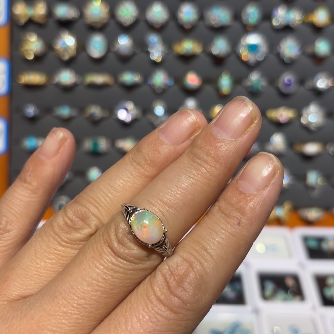 欧泊银S925镶嵌戒指戒指