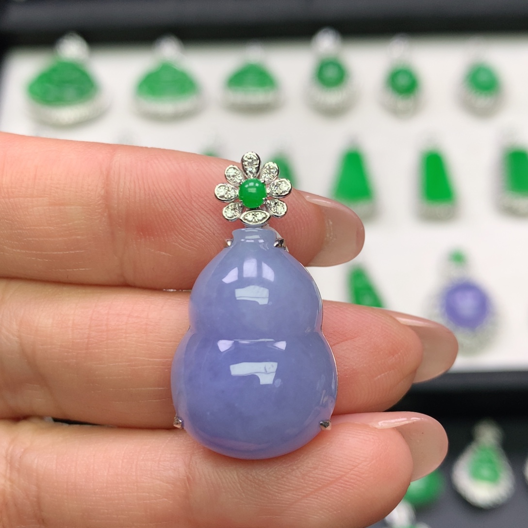 翡翠18K金镶嵌吊坠(不含链)