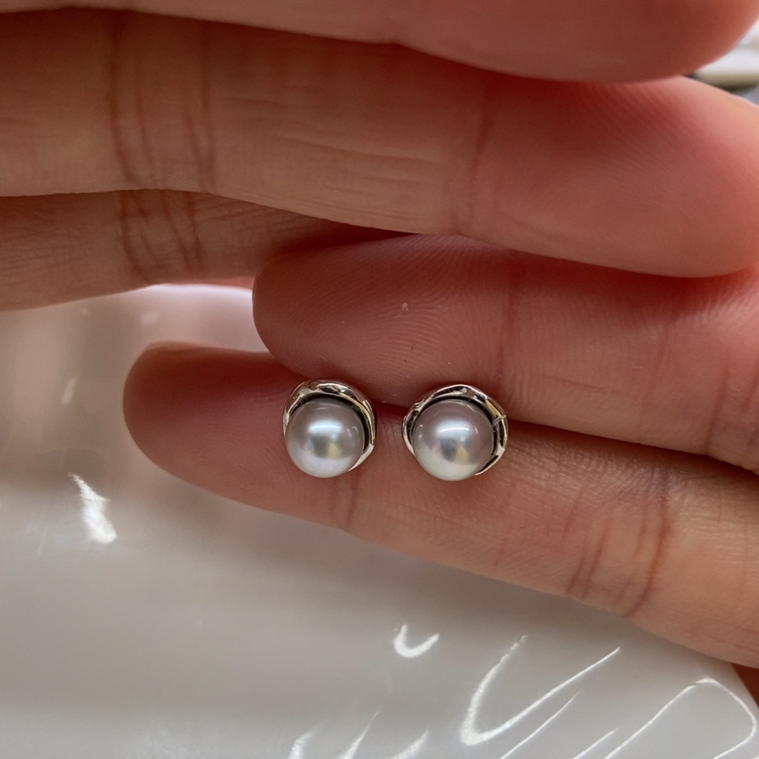 海水珍珠耳饰银S925镶嵌