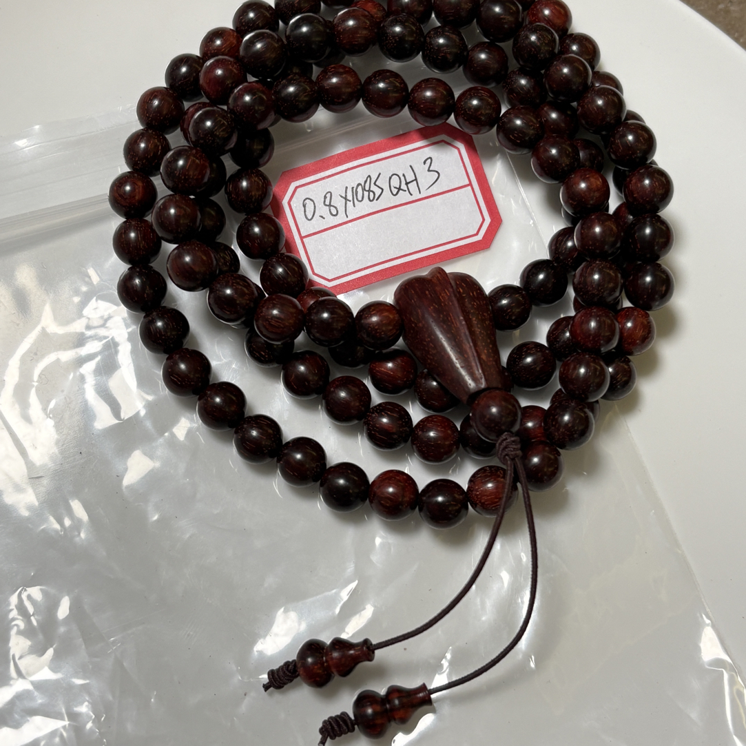 琴切0.8*108XJSQH3手串印度小叶紫檀材质一物一拍送琴边角料