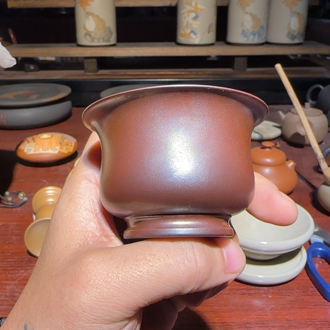 陶瓷建水紫陶主人杯