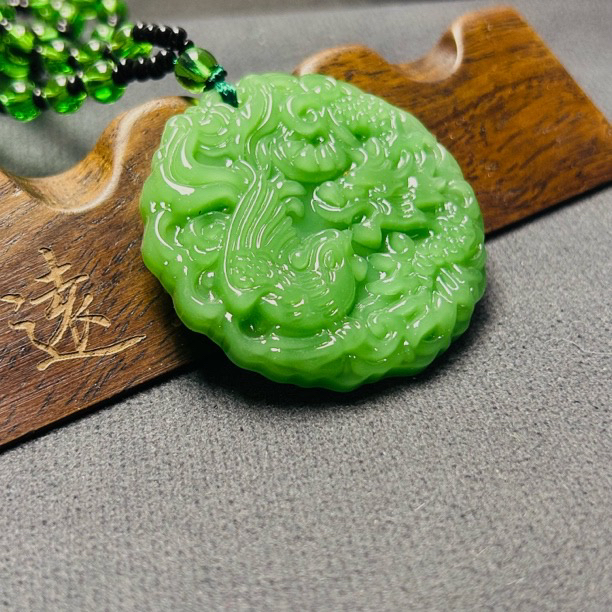 （亏米清仓）满绿龙凤呈祥吊坠/含绳