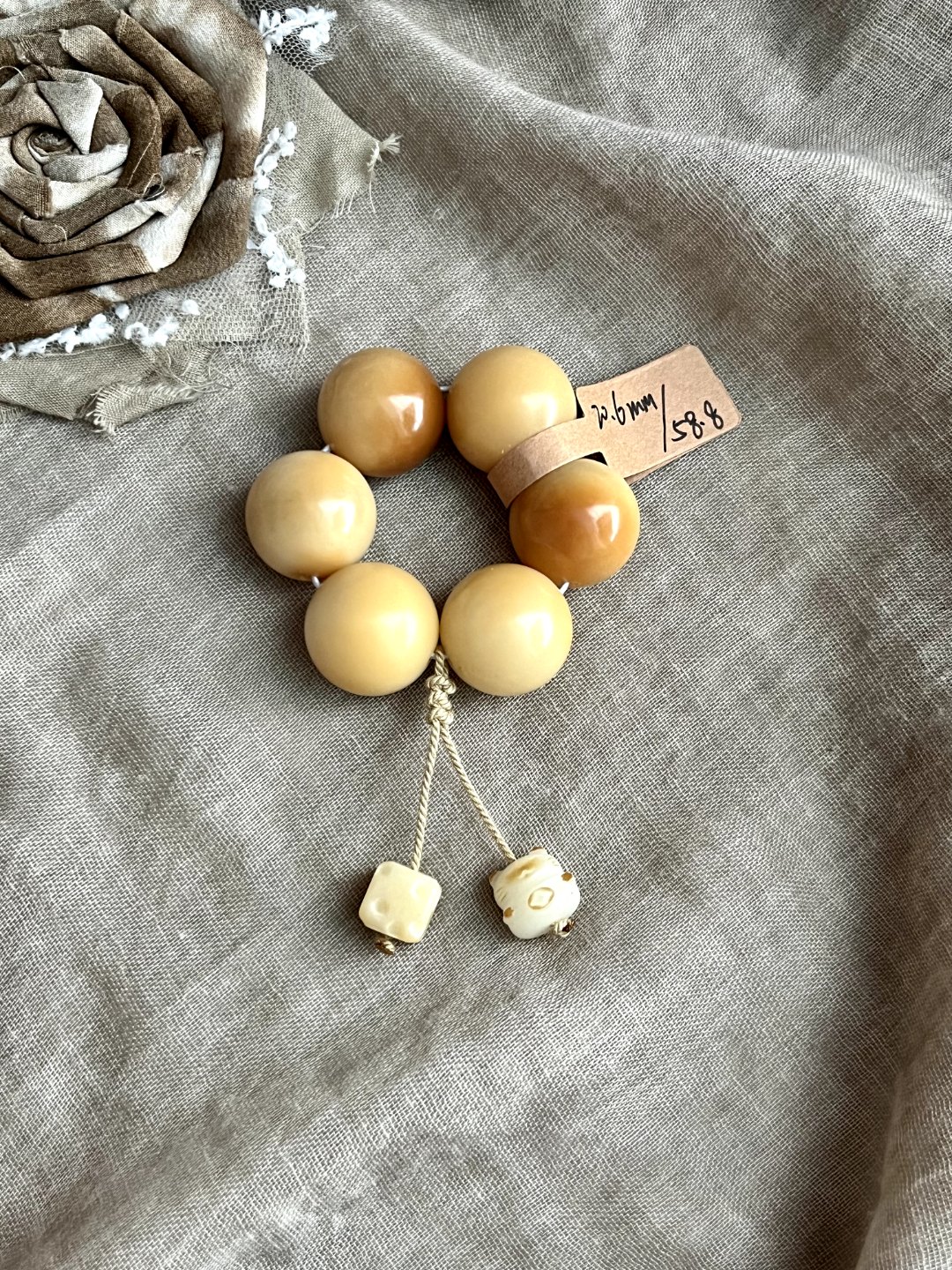 【圆珠·手捻】默认微瑕·卡20.6mm圆珠6颗·菩提根文玩菩提手串