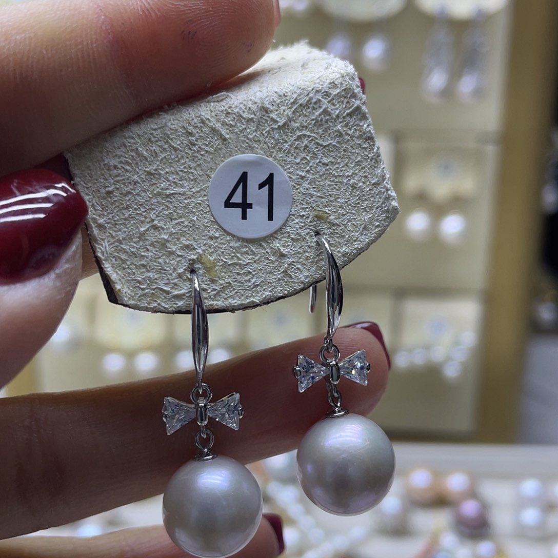 淡水珍珠耳饰银S925镶嵌