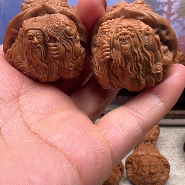 核桃把件蛤蟆头财神寿星