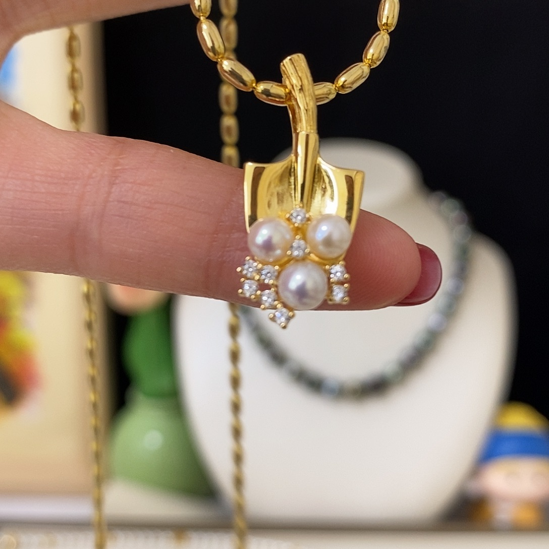 颈饰银S925镀金镶嵌淡水珍珠