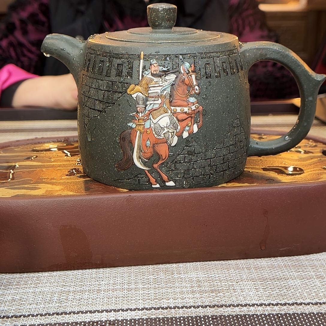 茶壶紫砂张红老师 雪花绿泥