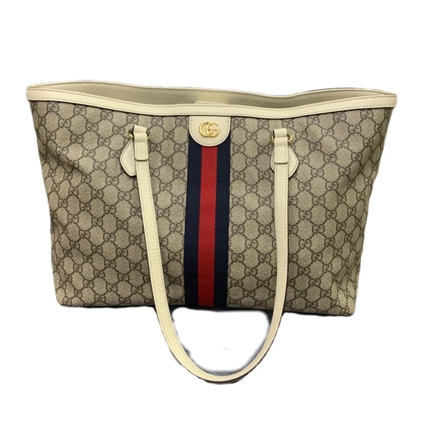 95新 GUCCI/古驰 古驰专柜新款古驰中号红蓝织物托特包老花