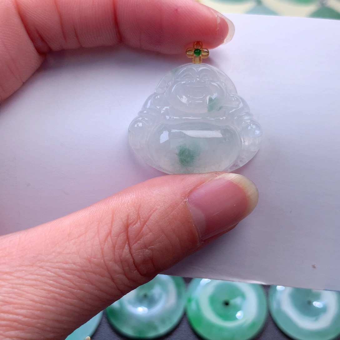 翡翠吊坠(不含链)18K金镶嵌