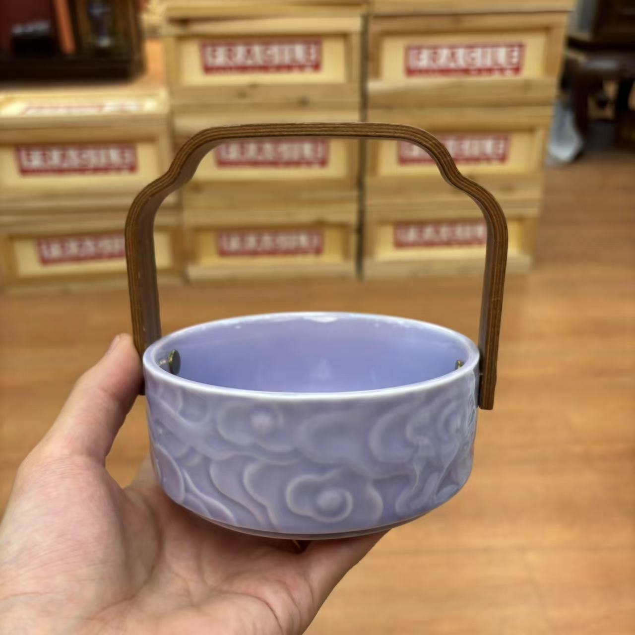 【闪购商品】祥云果盘手提水果盘家用陶瓷