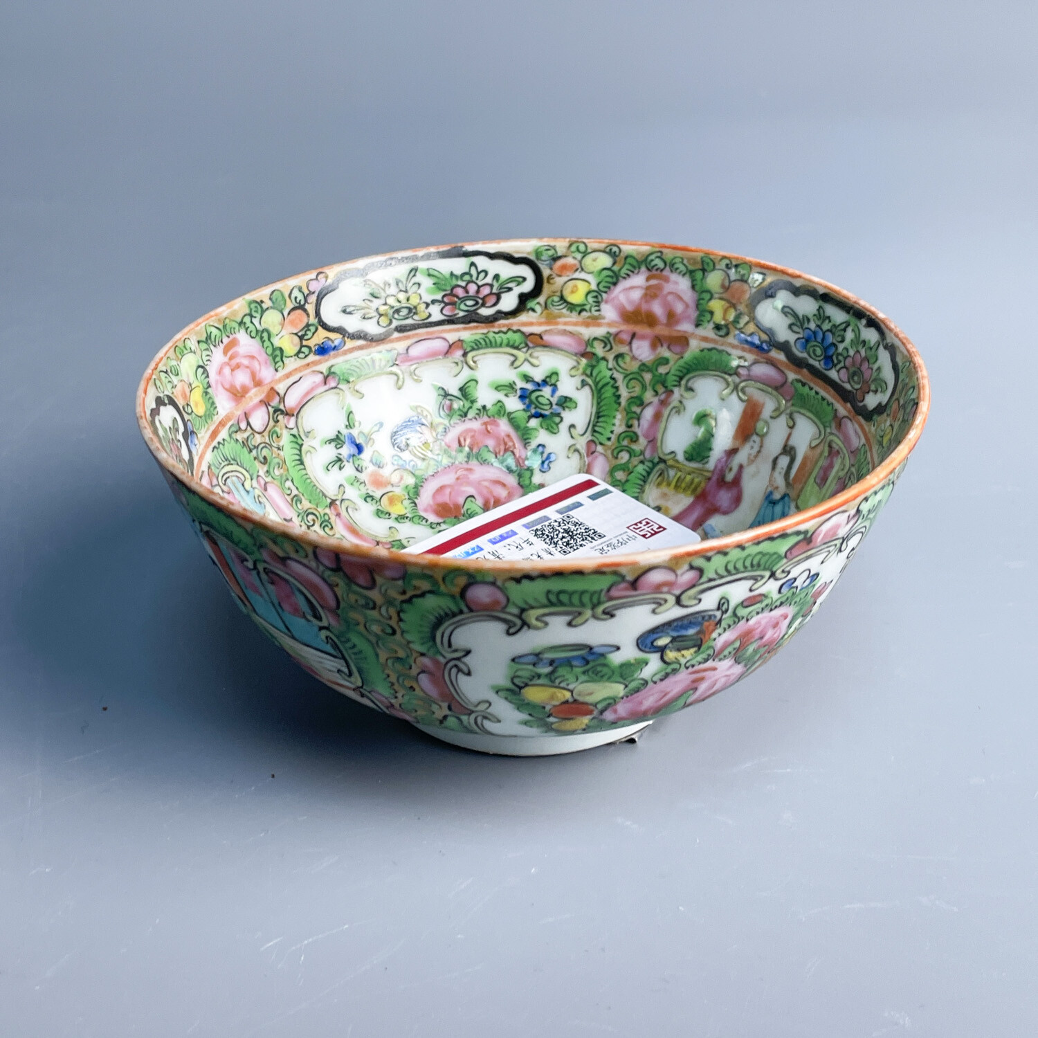 清光绪广彩花鸟纹人物故事小碗-M25LC005656