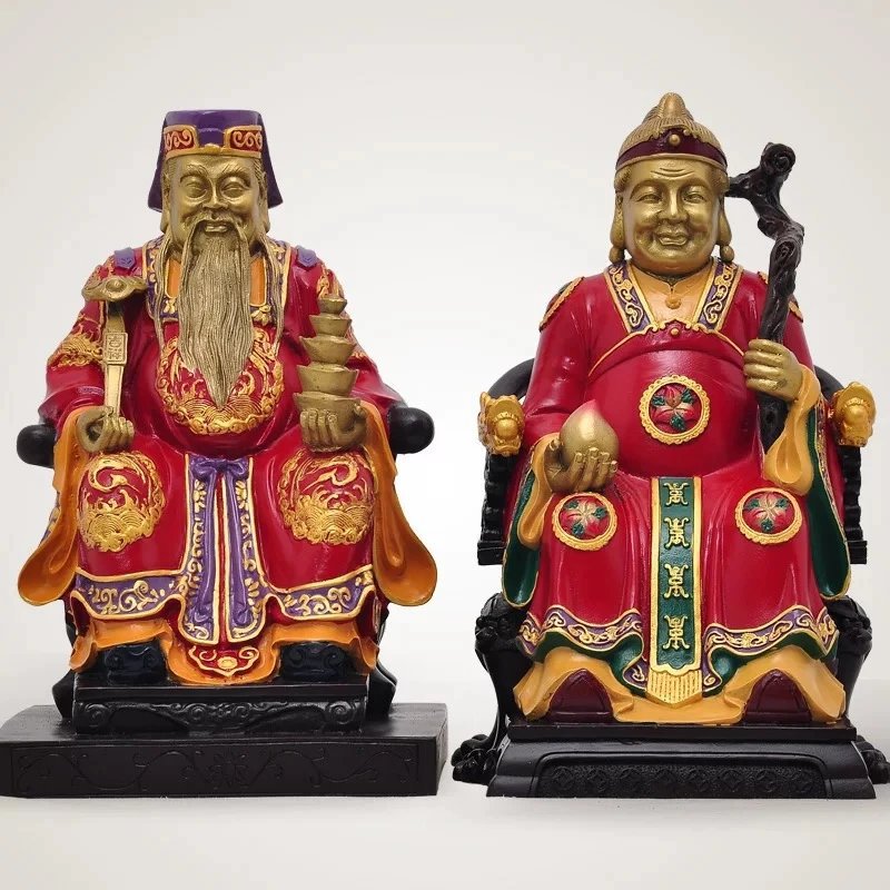 彩铜土地公摆件土地婆神像福德正神土地爷爷供奉家用土地财神佛像