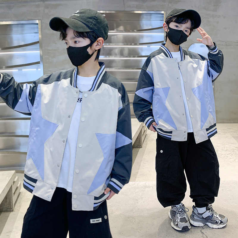 童装男童棒球服夹克外套2025新款中大儿童秋季休闲拼色宽松上衣潮