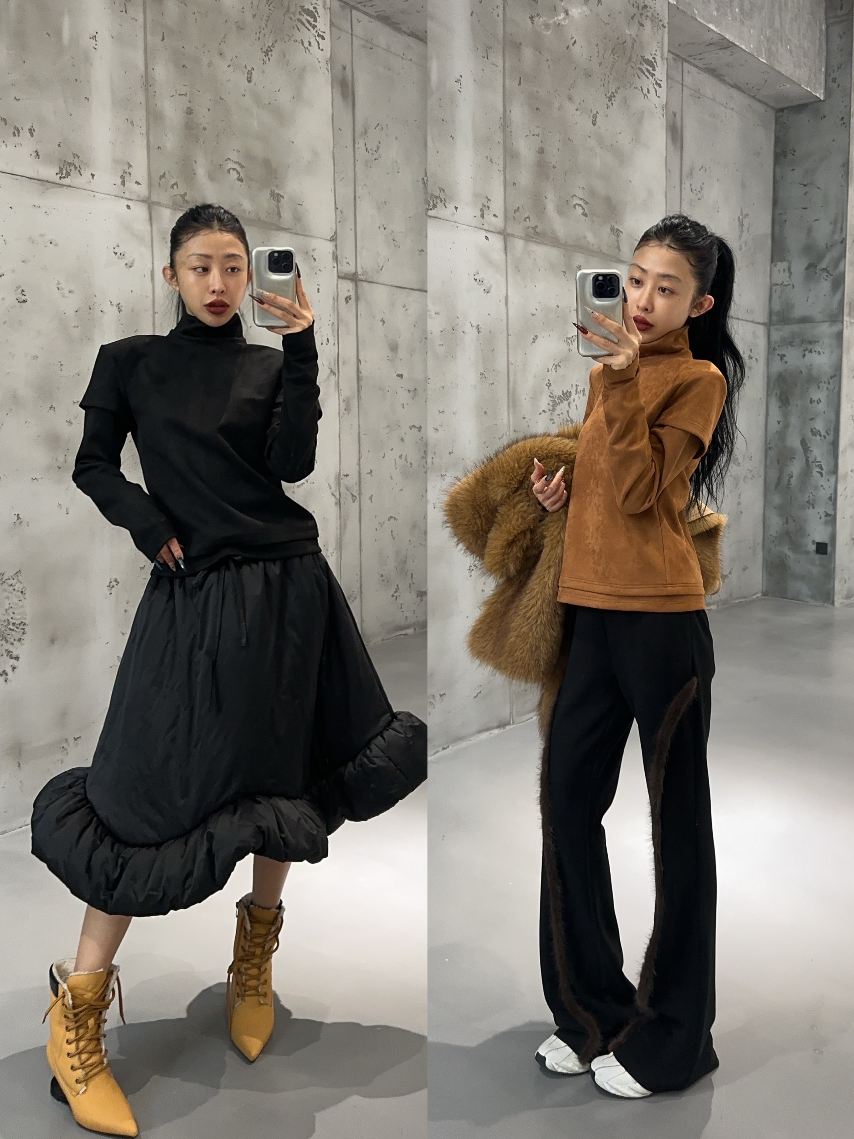 VIVISPLENDID21620#原创设计师款空气层麂皮双面高领小打底