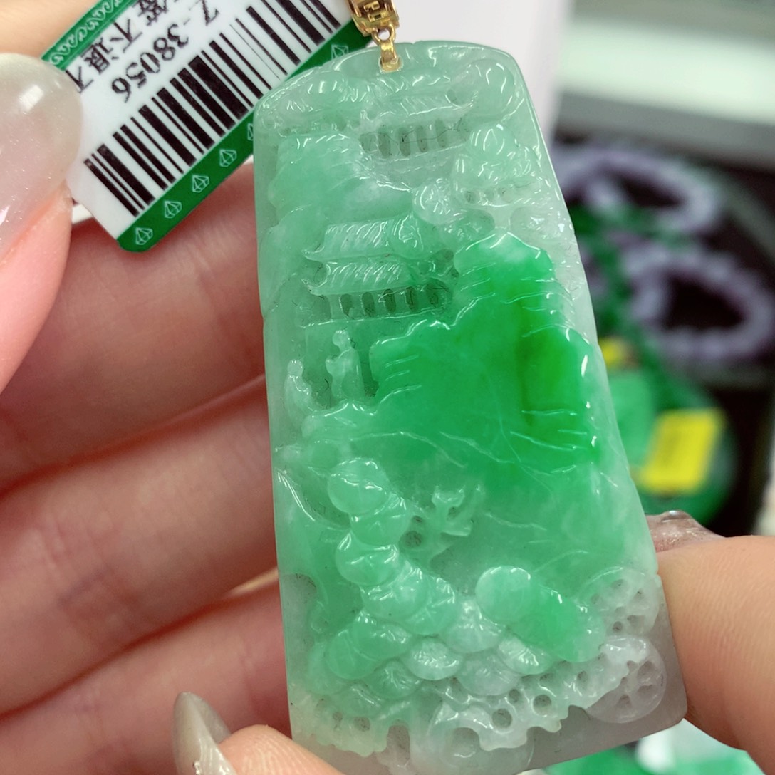 翡翠18K金镶嵌吊坠(不含链)