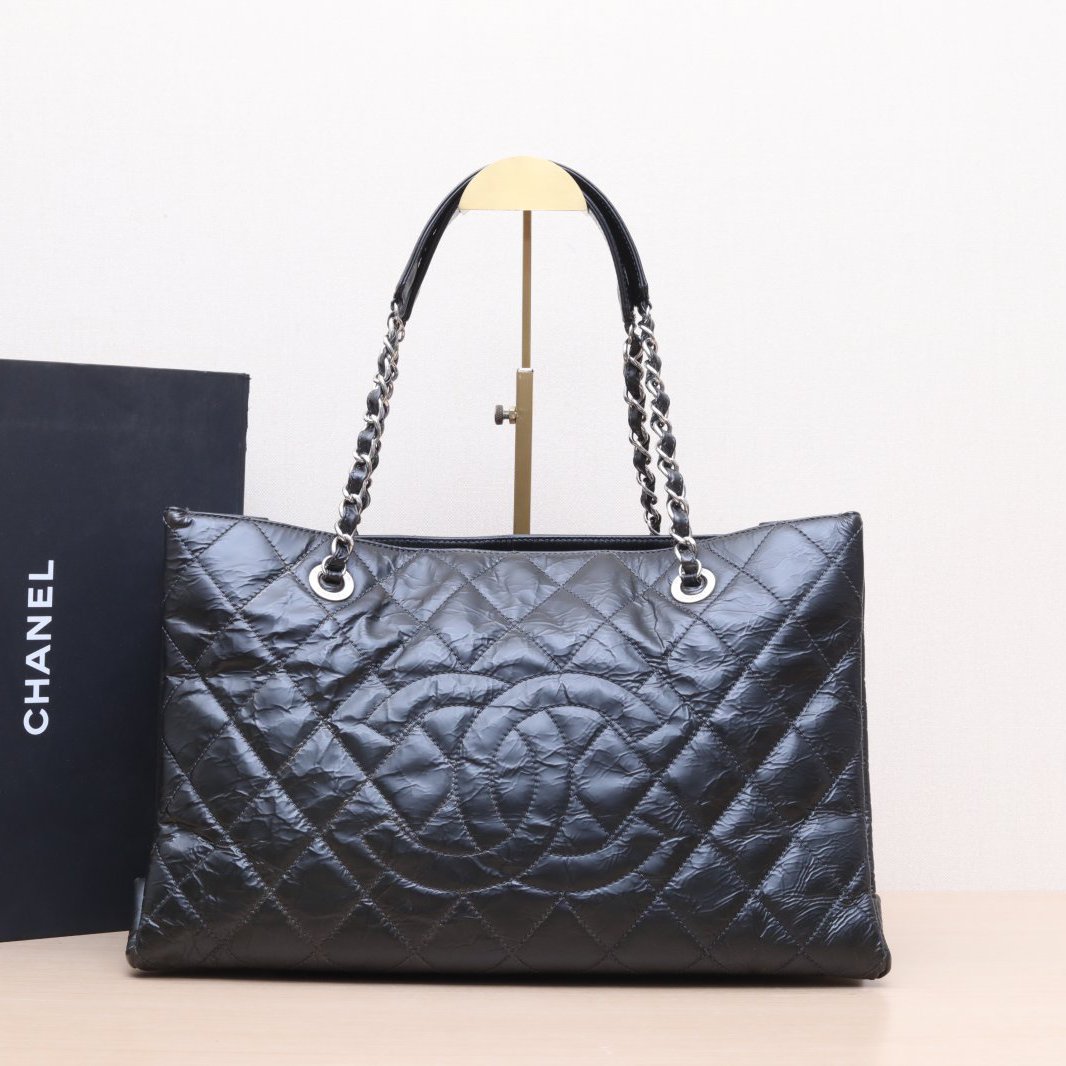 95新 Chanel/香奈儿 全8499 定金双双 GST 购物袋 大号 黑色 14开