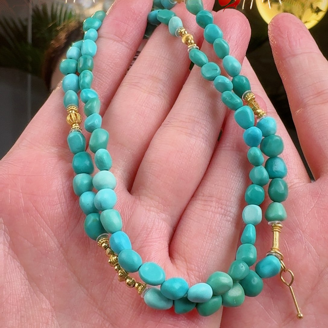 绿松石珠宝奇石18K金镶嵌